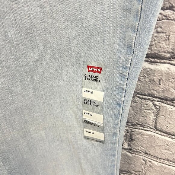 New Levi's Classic Straight Stretch Blue Jeans Womens Plus Size 24W M - Picture 6 of 10